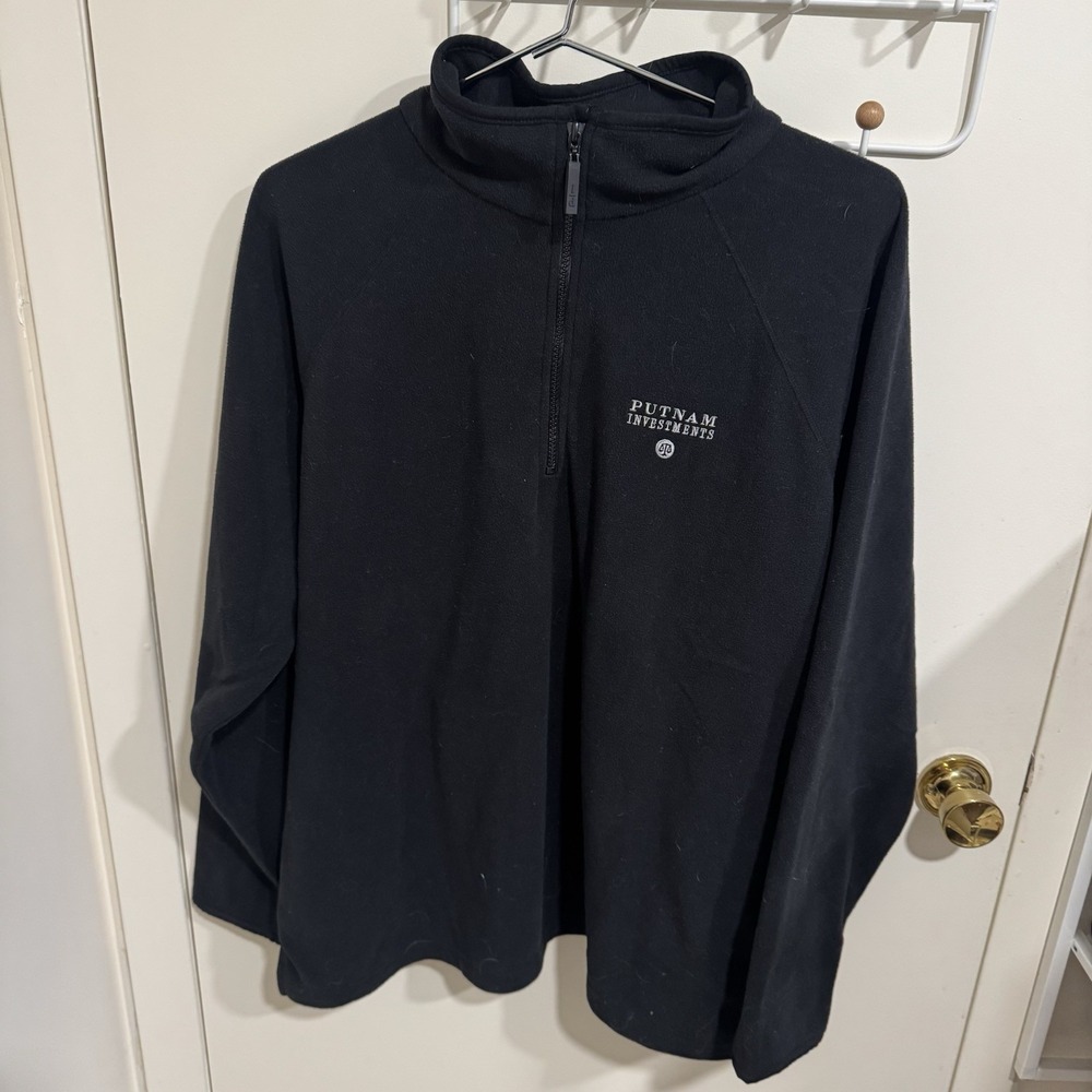 Putnam Investments Mutual Fund 1/4 Zip Black Flannel Pullover Men's Large